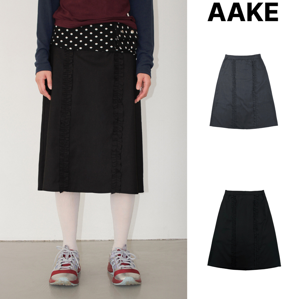 【AAKE】VERTICAL FRILL MIDI SK