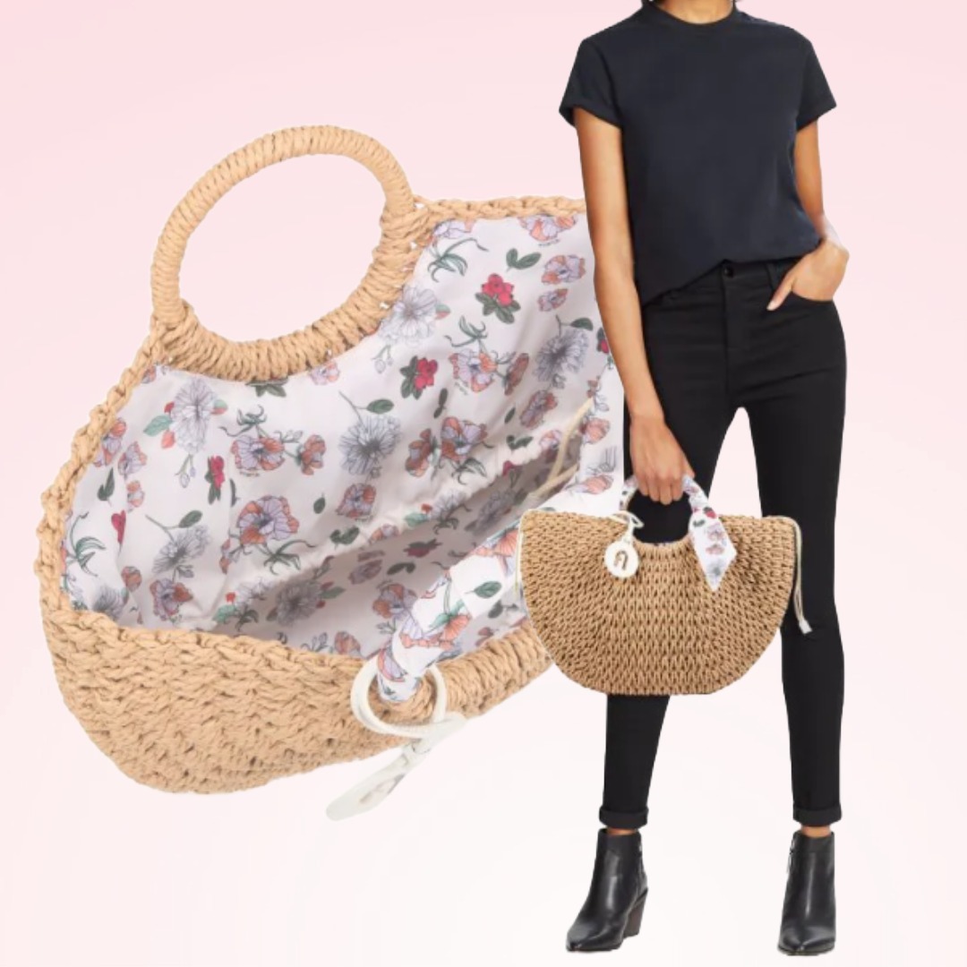 【大人気】FURLA☆スカーフ ハンドル クロシェ編み トートバッグ