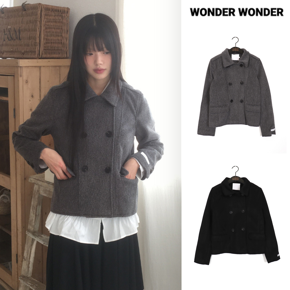 【WONDER WONDER】Romkin Cut Collar Short Jacket Coat