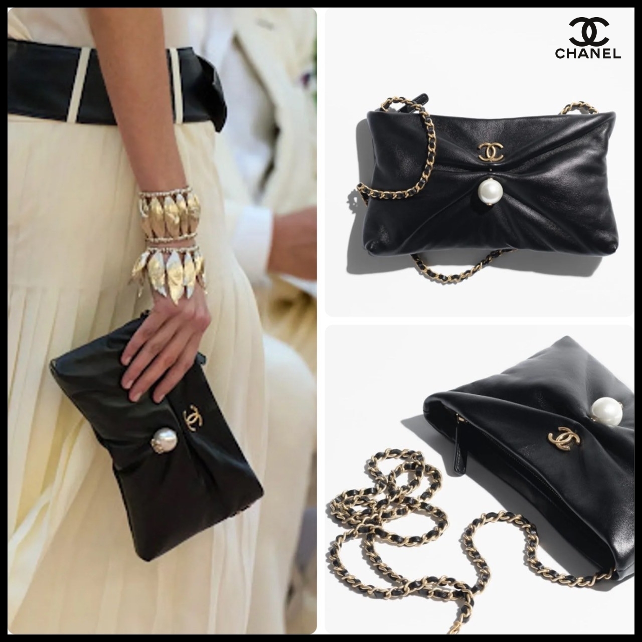 【パールデザインが上品で可愛い♪】CHANEL 2WAY クラッチバック