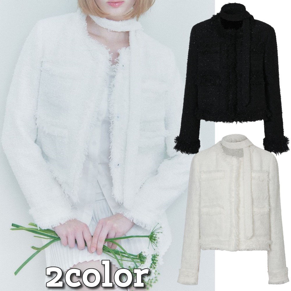 PAIN OR PLEASURE★韓国★人気★LUCY SCARF TWEED JACKET/追跡付
