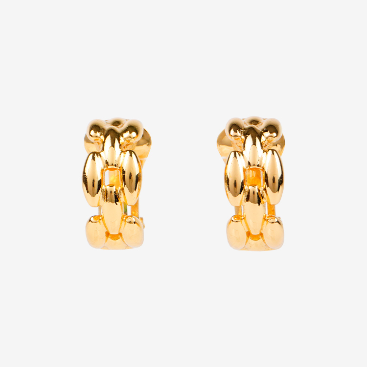 【美品】Dior チェーンモチーフハーフフープイヤリング ゴールド