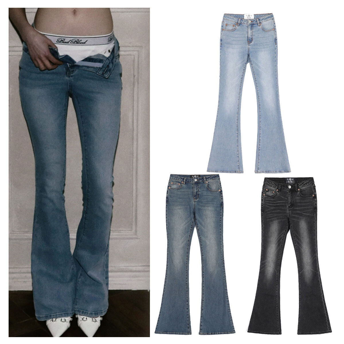 デニム・ジーパン BADBLOOD 0119 Low Rise Bootcut Cut Jeans 5BFM232