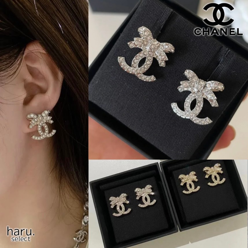 キラリ♡エレガント【CHANEL】リボン&CCロゴ ピアス