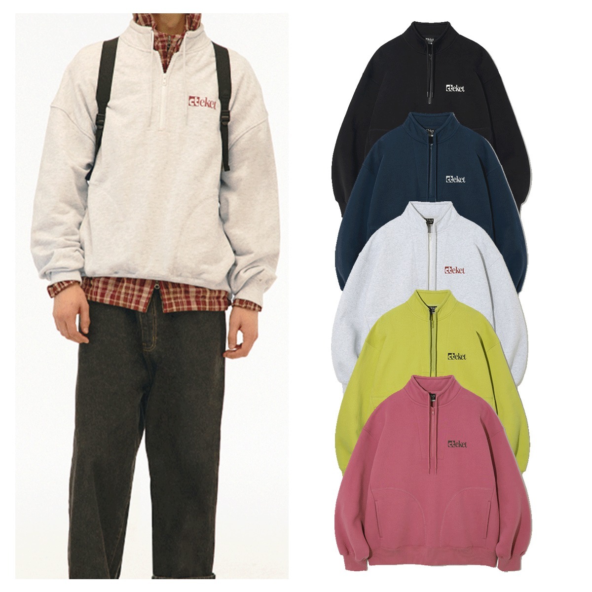 スウェット・トレーナー teket Plan Half Zip-Up Sweatshirt 5MM506