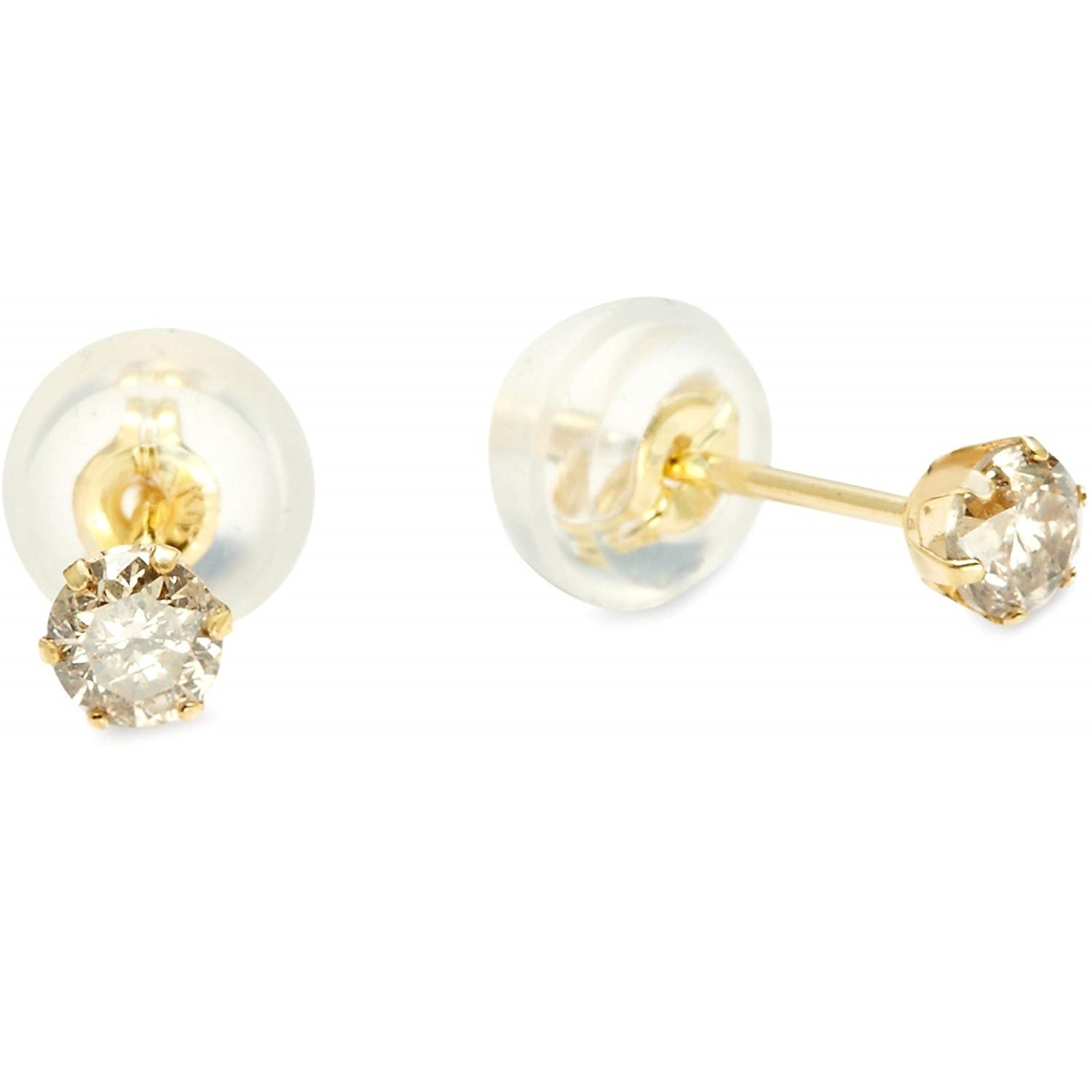 新品 K18 K18YG 金 18金 ピアス 0.2ct 天然 ダイヤモンド 両耳