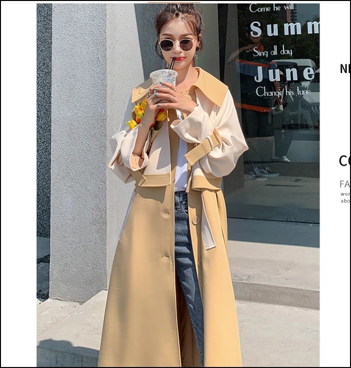 トレンチコート バイカラー 可愛い 韓国ファッション 春服