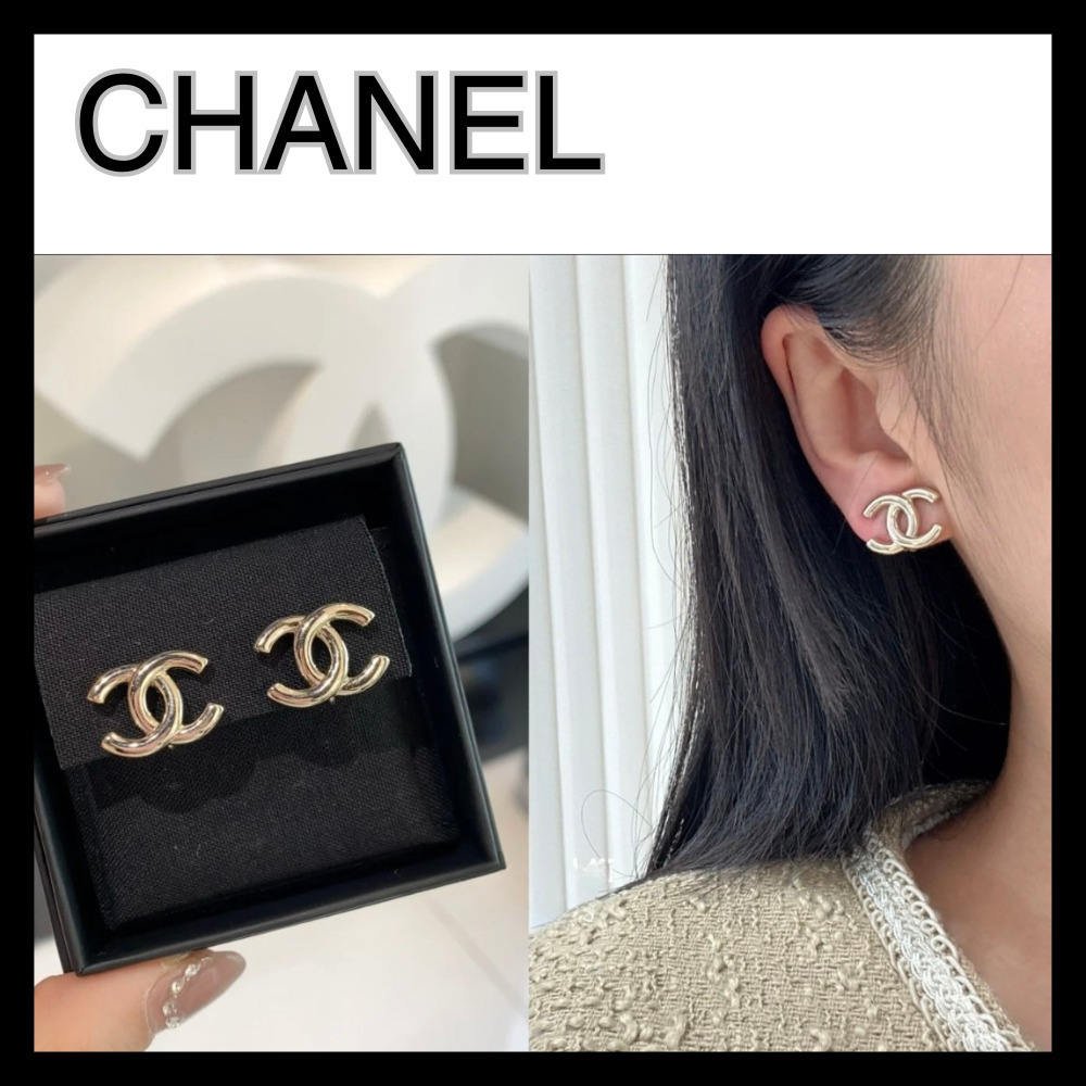 【シンプルなデザインが魅力♪】CHANEL ゴールド ピアス ccロゴ