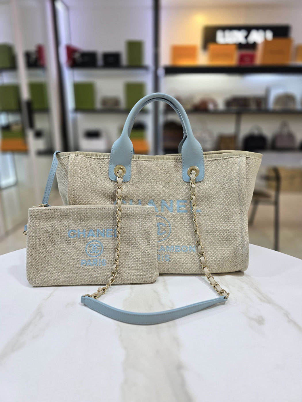 美品【シャネル】スモールキャンバストートバッグ
