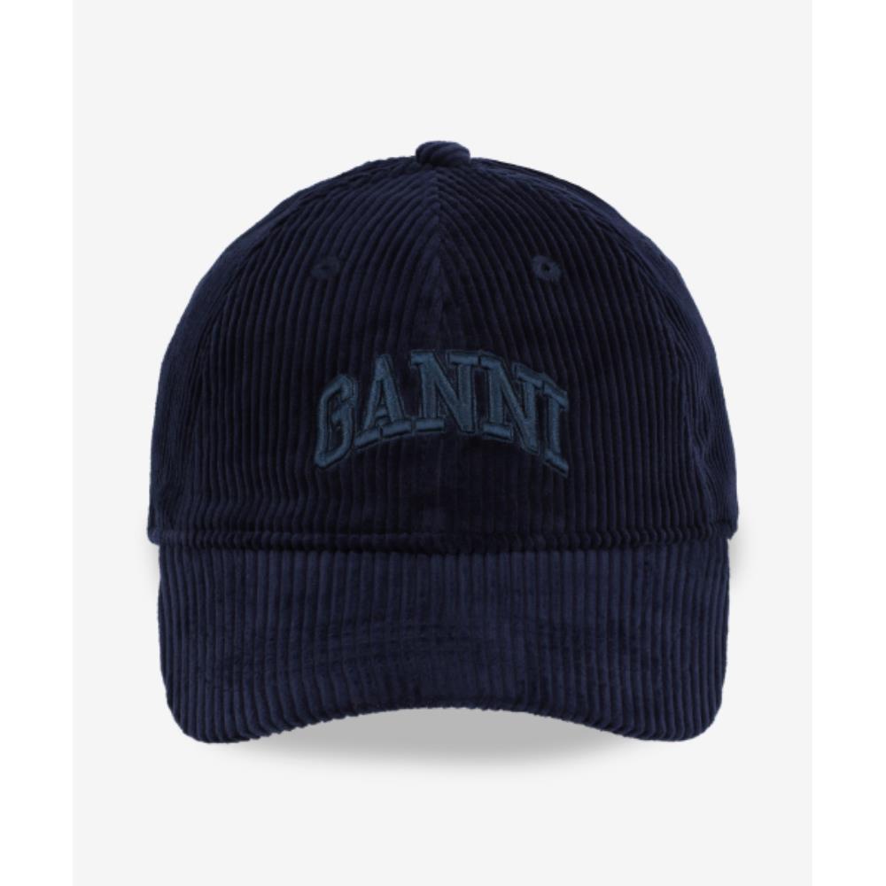☆Ganni☆ Logo Corduroy Ball Cap Dark Navy A6472642