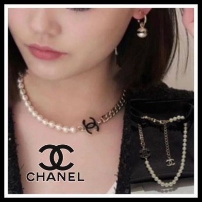 上品アクセサリー☆【CHANEL】パールチェーンネックレス