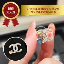 【プレゼントにも人気】CHANELハート×CCロゴピアスユニセックス