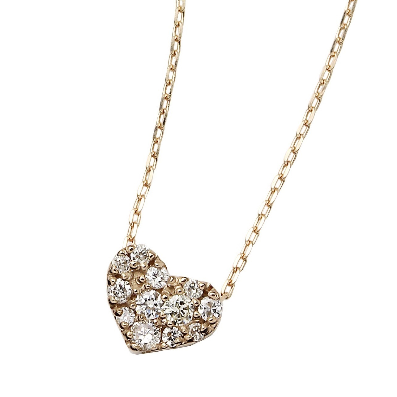 K18 PG 18金 ダイヤモンド ネックレス 0.15ct ハート