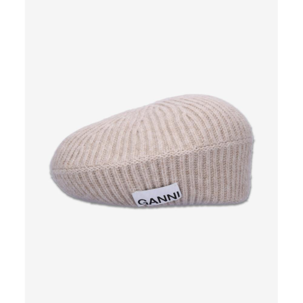 ☆Ganni☆ Structured Rib Beret Sand A4430196