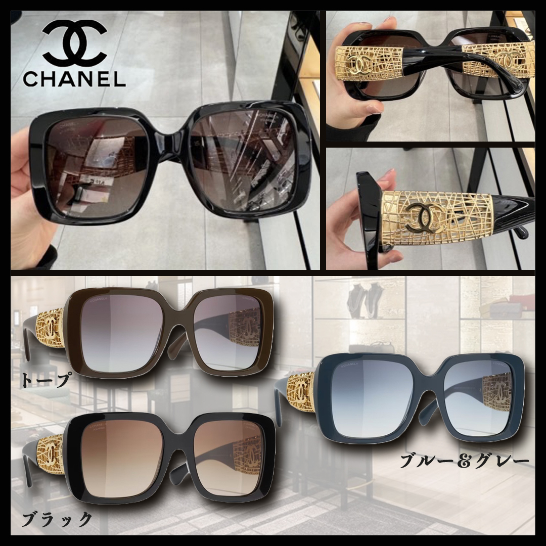 【ゴールドが際立つ★】CHANEL スクエア シェイプ アイウェア