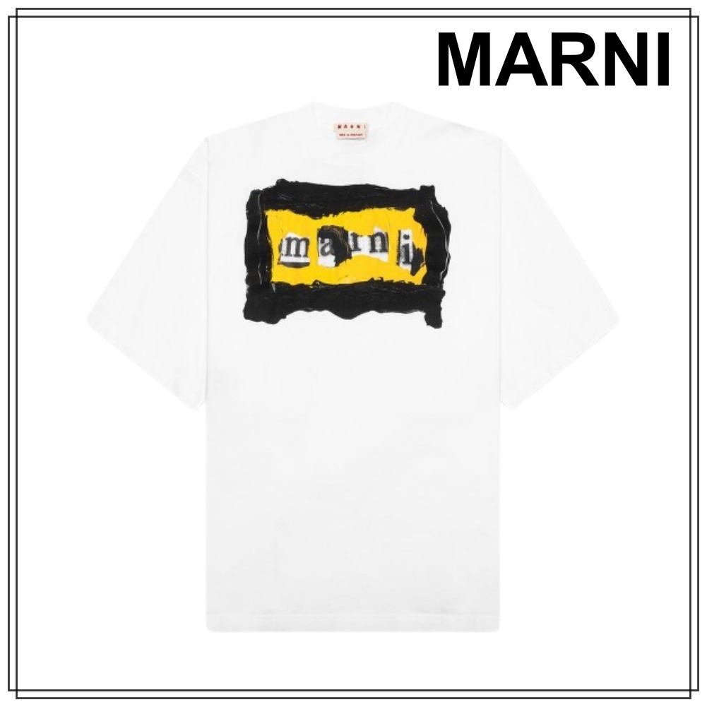 MARNI / ペイントオンコラージュイエローロゴTシャツ