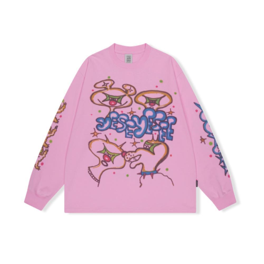スウェット・トレーナー YESEYESEE Tulrexx Air Brushed LS Pink YS241TTSLT02PIN