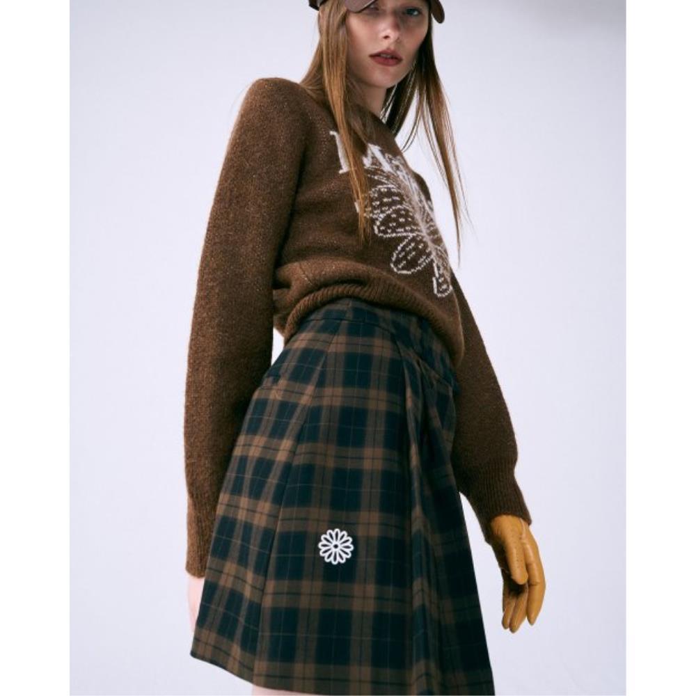 スカート Mardi Mercredi Plaid pleated mini skirt brown S50033