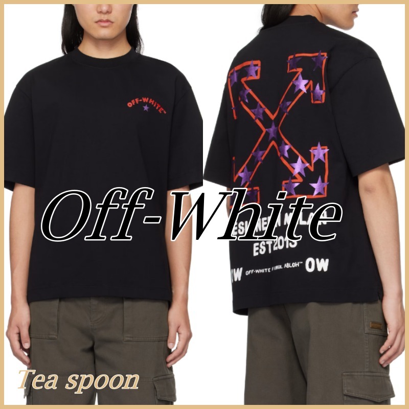 Off-White◆Starry アロー コットン Tシャツ 黒 送料関税込