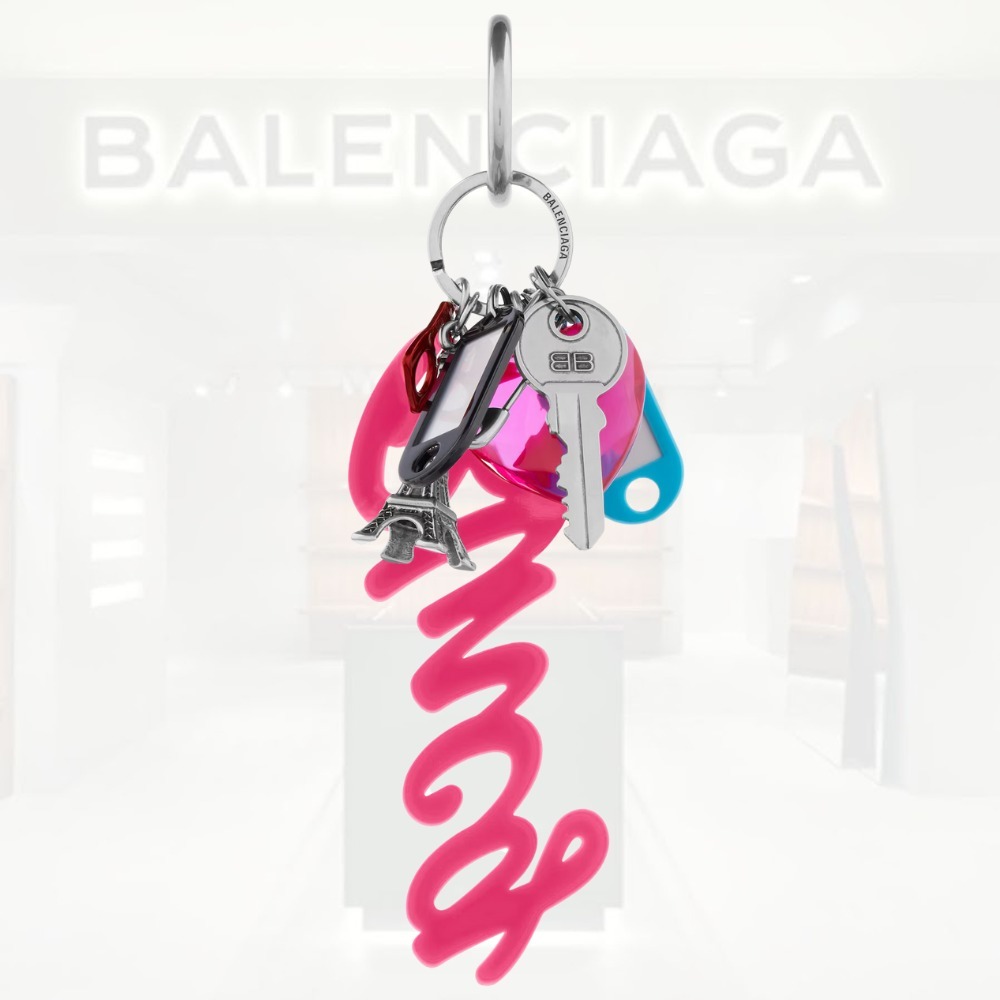 送料込+BALENCIAGA+キーリング HourglassSoft ビッグ スーベニア