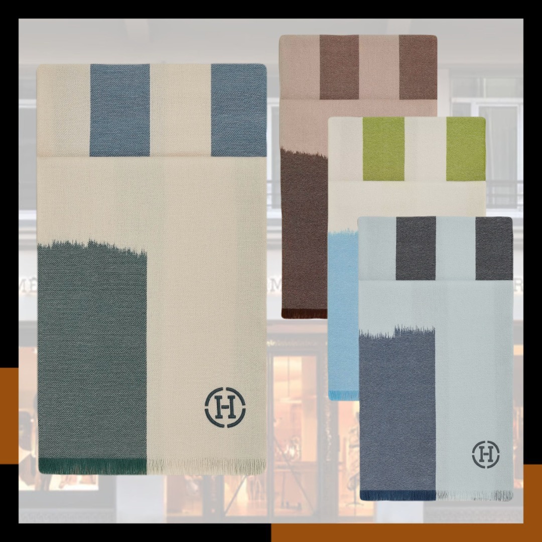 HERMES 新作 ストール 大人のお洒落 カシミヤ100% Hロゴ Ikat 4H