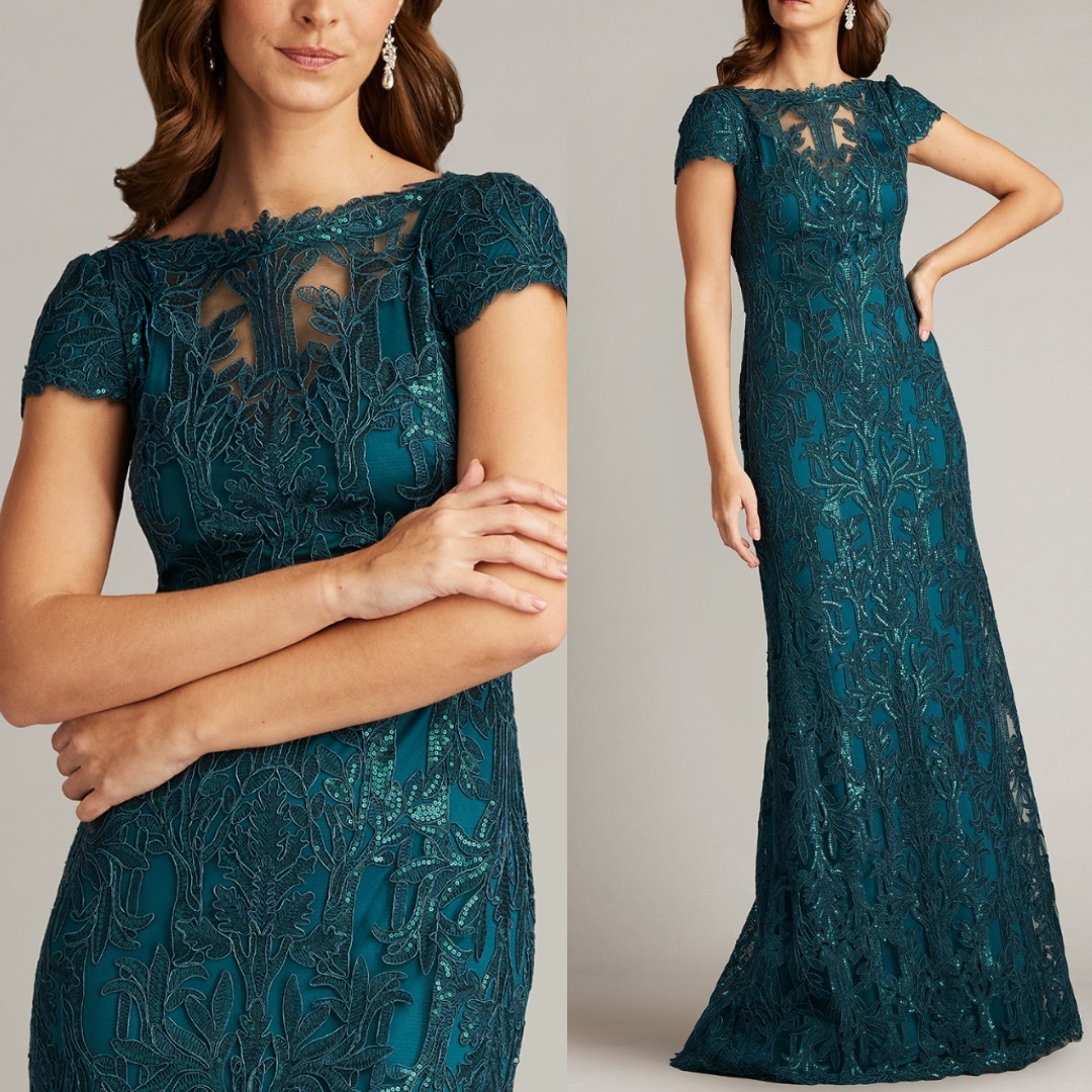 【TADASHI SHOJI】関税込★レース刺繍チュールガウンドレス