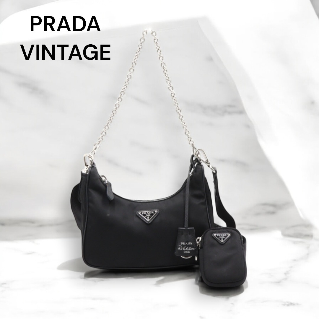 VINTAGE●PRADA●プラダ ブラック ショルダーバッグ