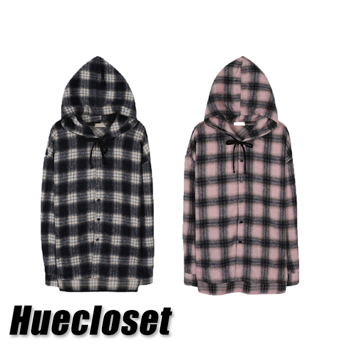 シャツ HUECLOSET Hooded Balloon Check Shirt 25KERO84