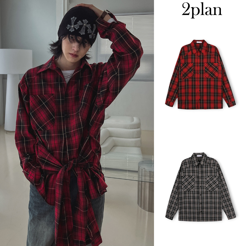 【2plan】Woody Layered Check Shirt