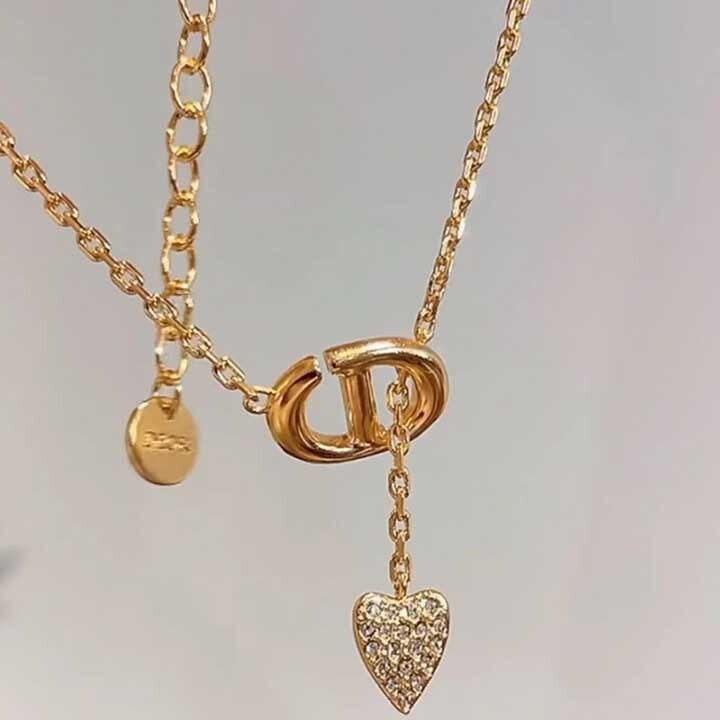 【揺れるハート♡】Dior CD Navy ネックレス クリスタル 大人可愛い♪【 Dior 】CD Navy ネックレス メタル＆クリスタル