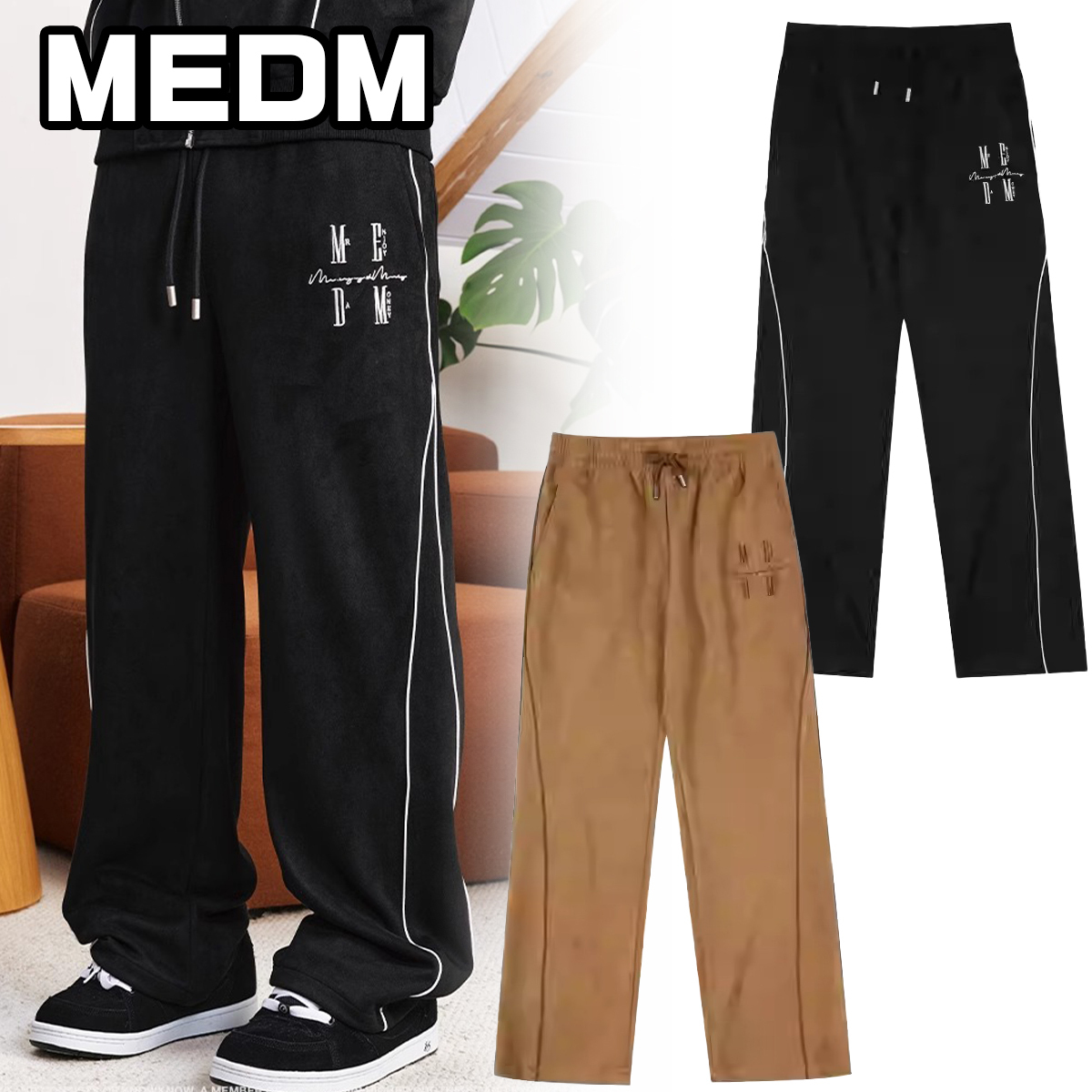 MEDM ミスターエンジョイダマネー スエード ワイドレッグ パンツ