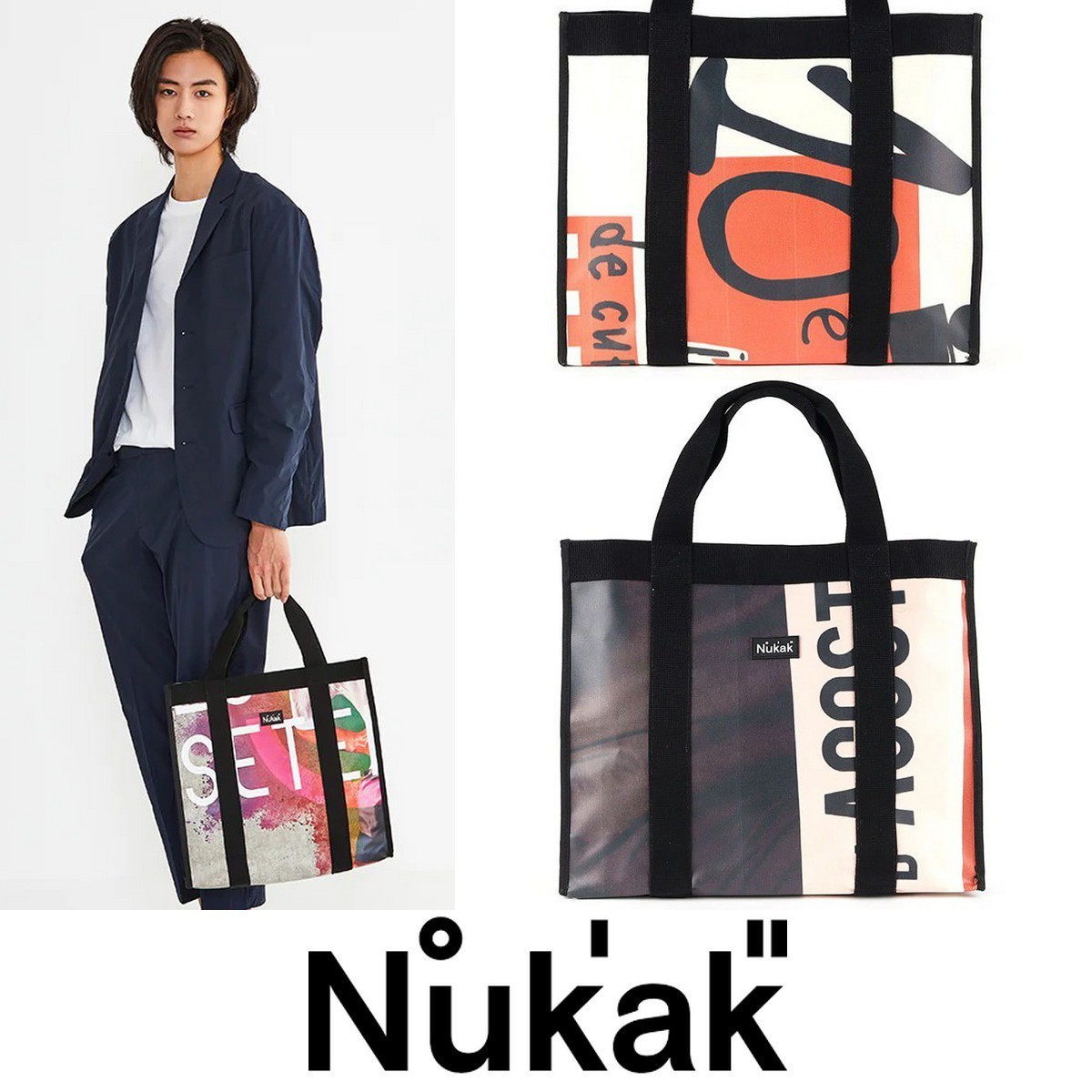 SALE◆Nukak【CUADRADO】イベント限定柄2-WAYスクエアトート◆BK