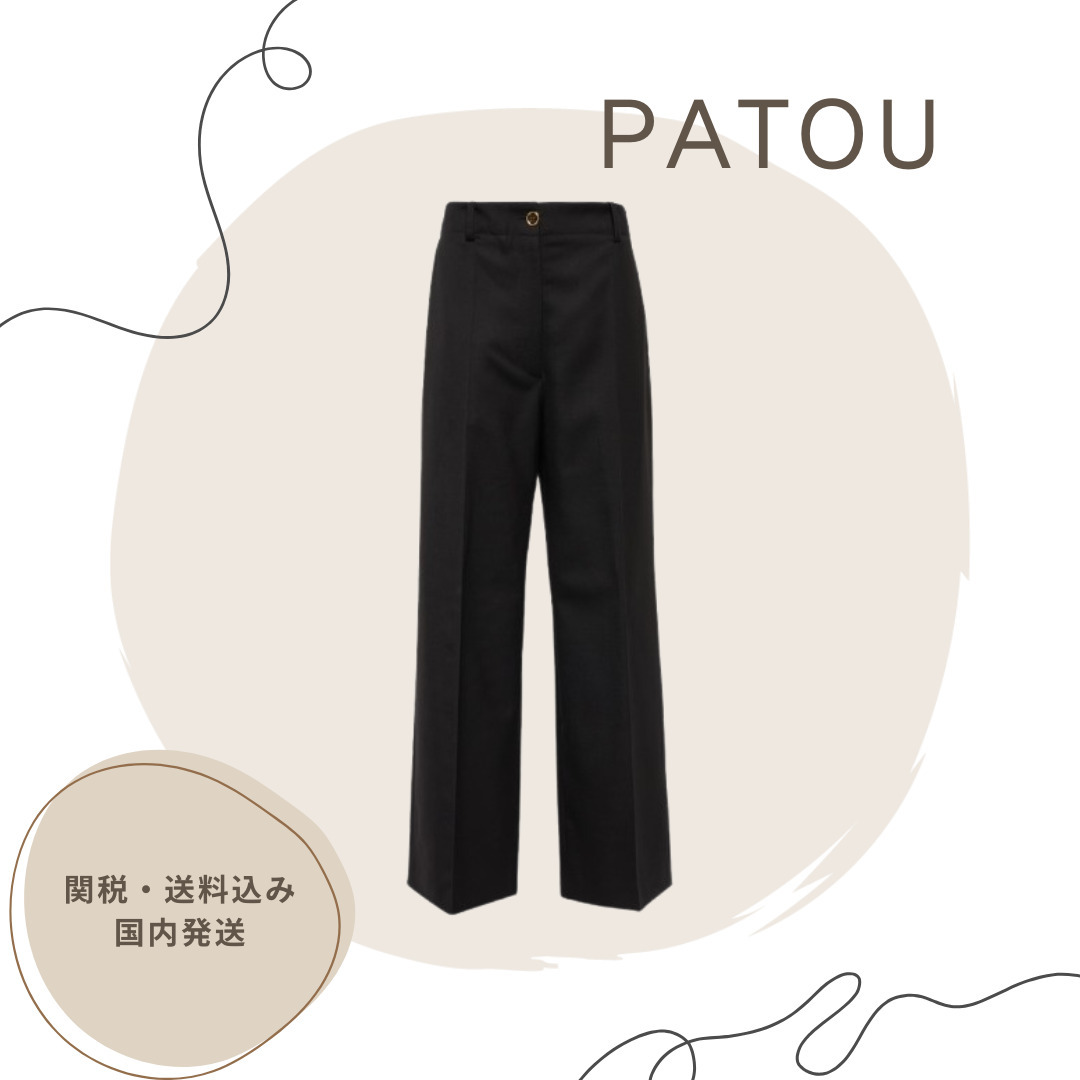 *関税・送料込み*【PATOU】ワイドレッグウールパンツ / ブラック