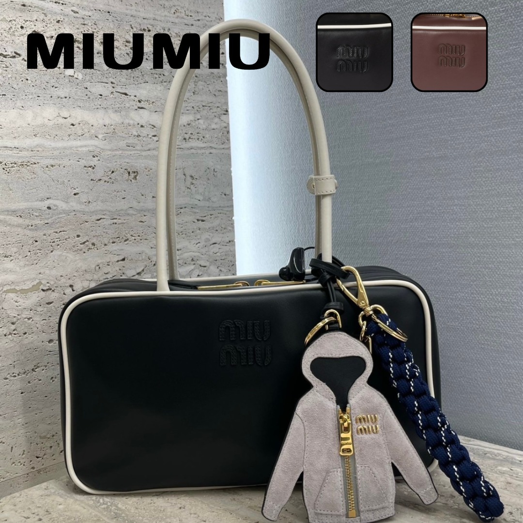 MIU MIU ロゴ付き ボー レザー バッグ