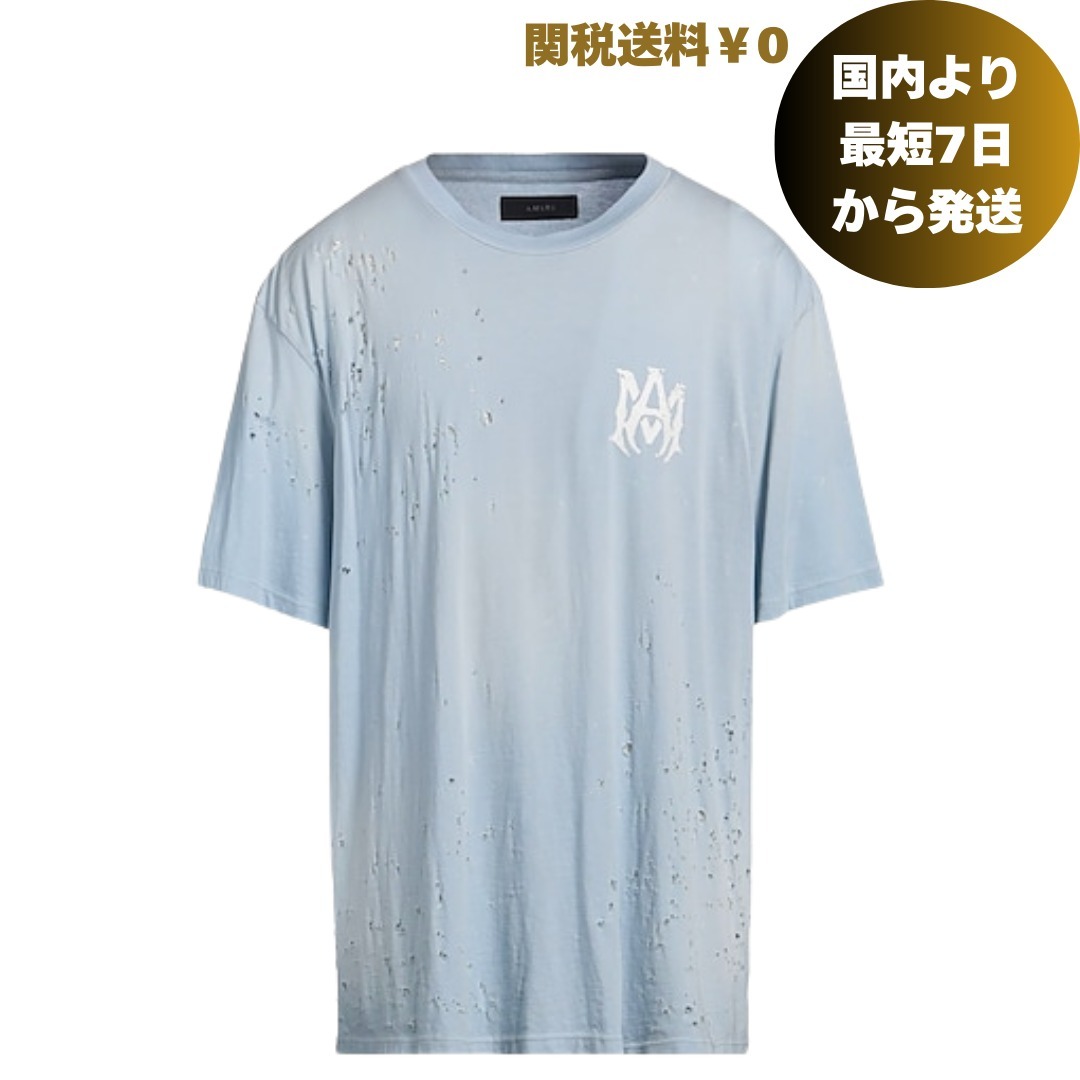 完売必至【アミリ】半袖Tシャツ MAロゴ コットン 穴あきデザイン