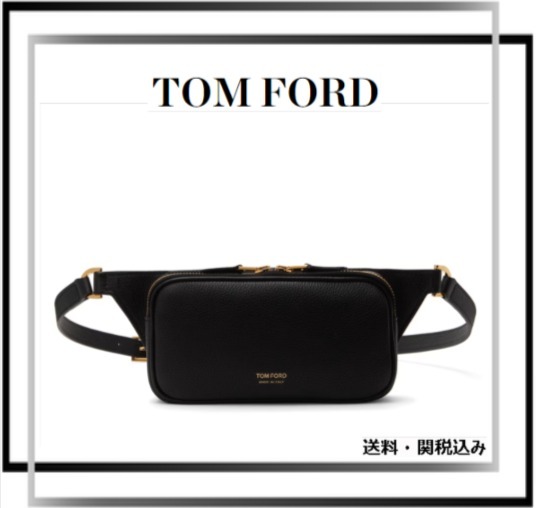 【関税込】TOM FORD ブラック レザー ジップポーチ
