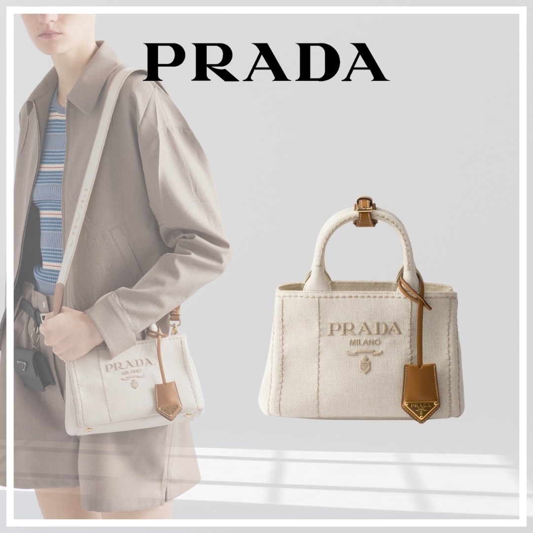 【PRADA】プラダ リネンブレンドミニハンドバッグ