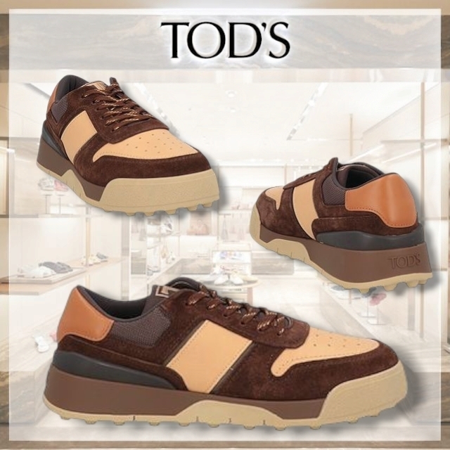 TOD'S* トッズ ロゴ レザー ローカットスニーカー ブラウン