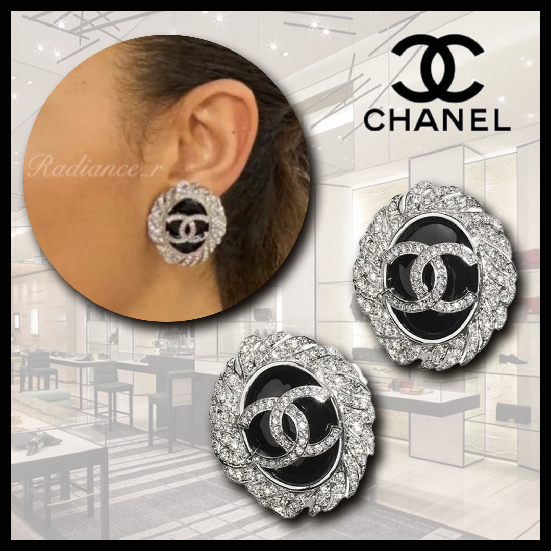 【シルバー×ブラックがクール★】CHANEL 25P イヤリング