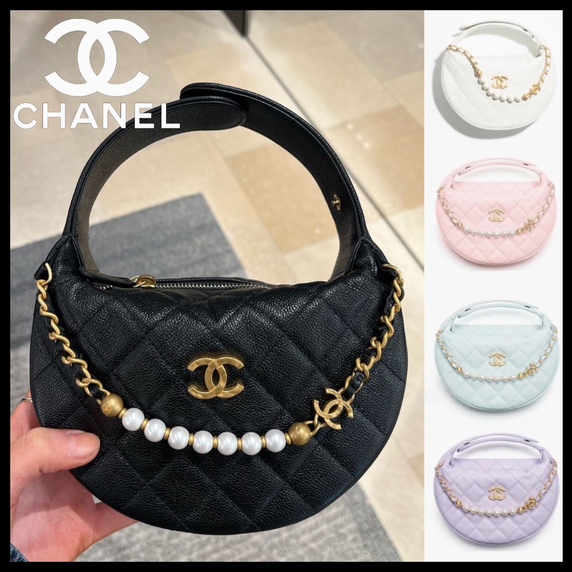 カラバリ豊富◎パールがお洒落♪【CHANEL】ラウンドポーチバッグ