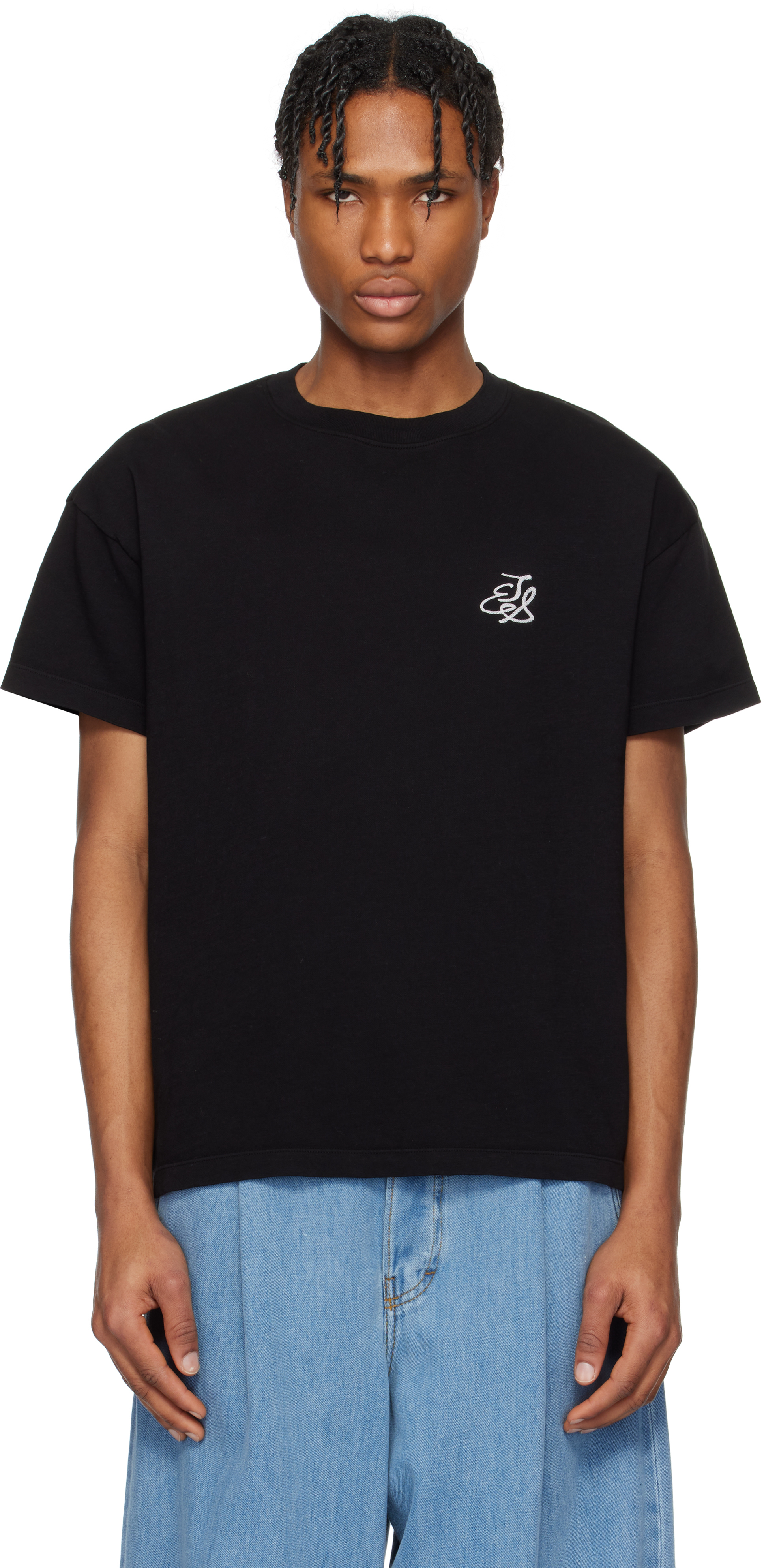 【関税込み】The Elder Statesman ブラック 'TES' Logo Tシャツ