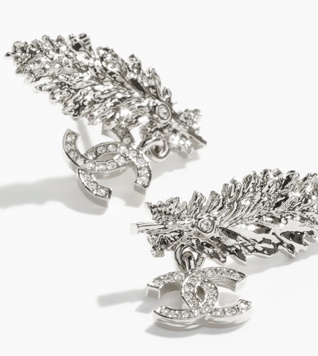 華やか☆エレガント【CHANEL】ピアス 大人気☆華やか♪】 CHANEL ピアス メタル&ストラス CC silver