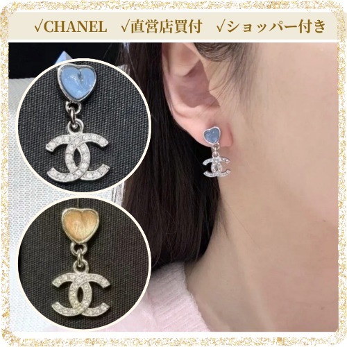 【大人気】ハート×揺れるココマークが上品で可愛いCHANELピアス
