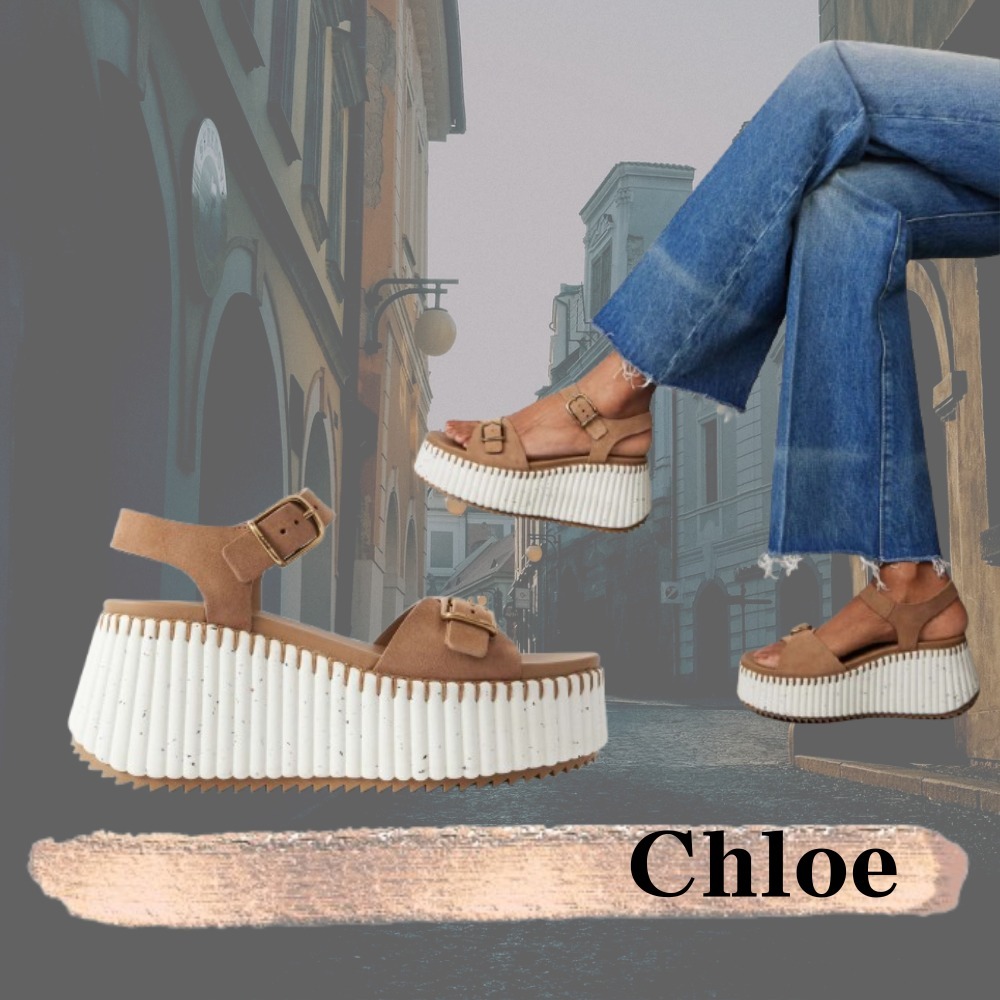 Chloe☆関税込み☆ナマ スエード プラットフォーム サンダル