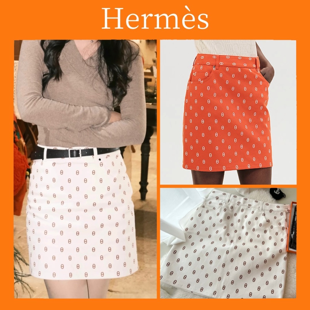 ★洗練された美★HERMES Chaine d'Ancre デニム風ミニスカート