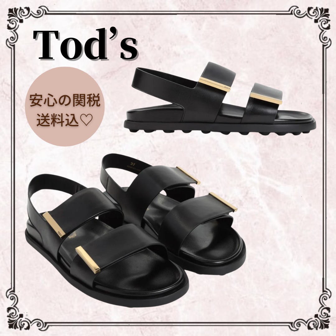 関税/送料込♥*TOD'S*ブラック ラバーサンダル