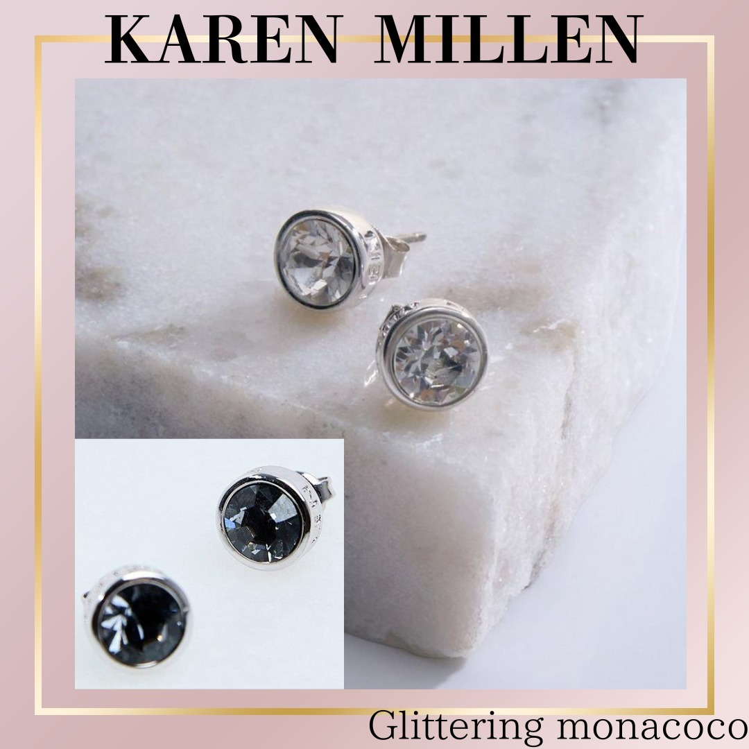 国内発!関税込*KAREN MILLEN*クリスタル ソリティア ピアス