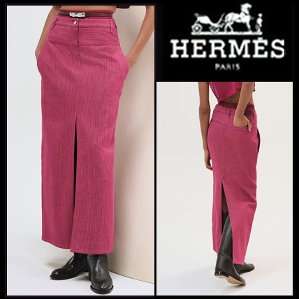 ヘリンボーンデニム♪【 HERMES 】ロングスカート