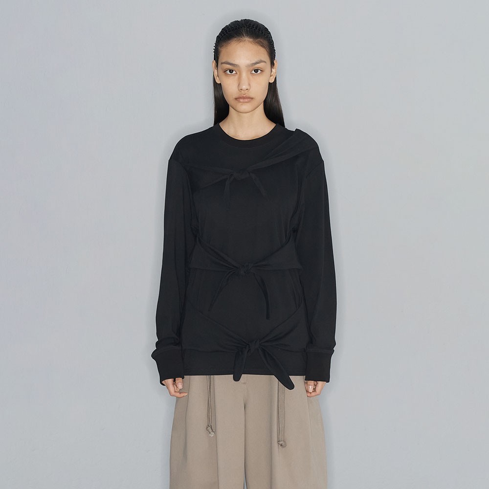 Tシャツ・カットソー OPEN YY_TheOpen Product TRIPLE KNOT CREW NECK TOP (BLACK)