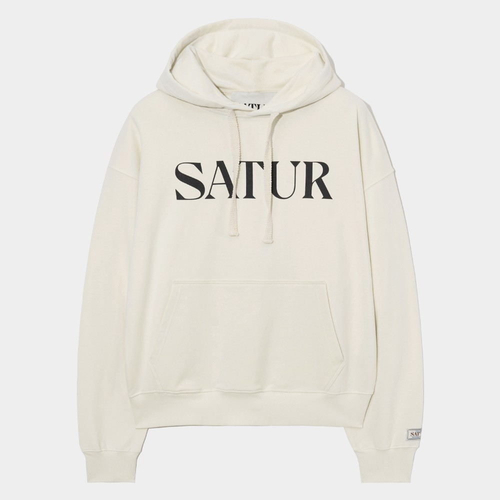 パーカー・フーディ SATUR Classic Letter Logo Hooded T-Shirt Resort Cream